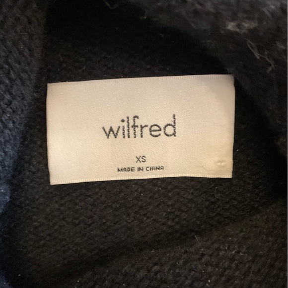 💕💜 Aritzia Wilfred Luxe 100% Cashmere Cyprie Mockneck Sweater Black XS EUC - Picture 5 of 10